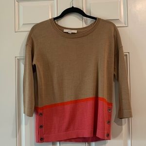 Tan and pink LOFT sweater